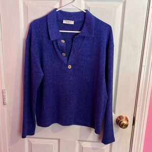 Zenana purple/Blue Button-Up Sweater so soft NWT